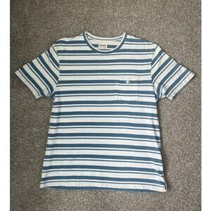 Todd Snyder Striped Short Sleeve Tee Cotton Pocket Basic Blue White Medium
